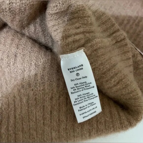 Everlane Alpaca Sweater Women’s Medium Tan Knit Pullover Cropped Merino Wool - Picture 7 of 8